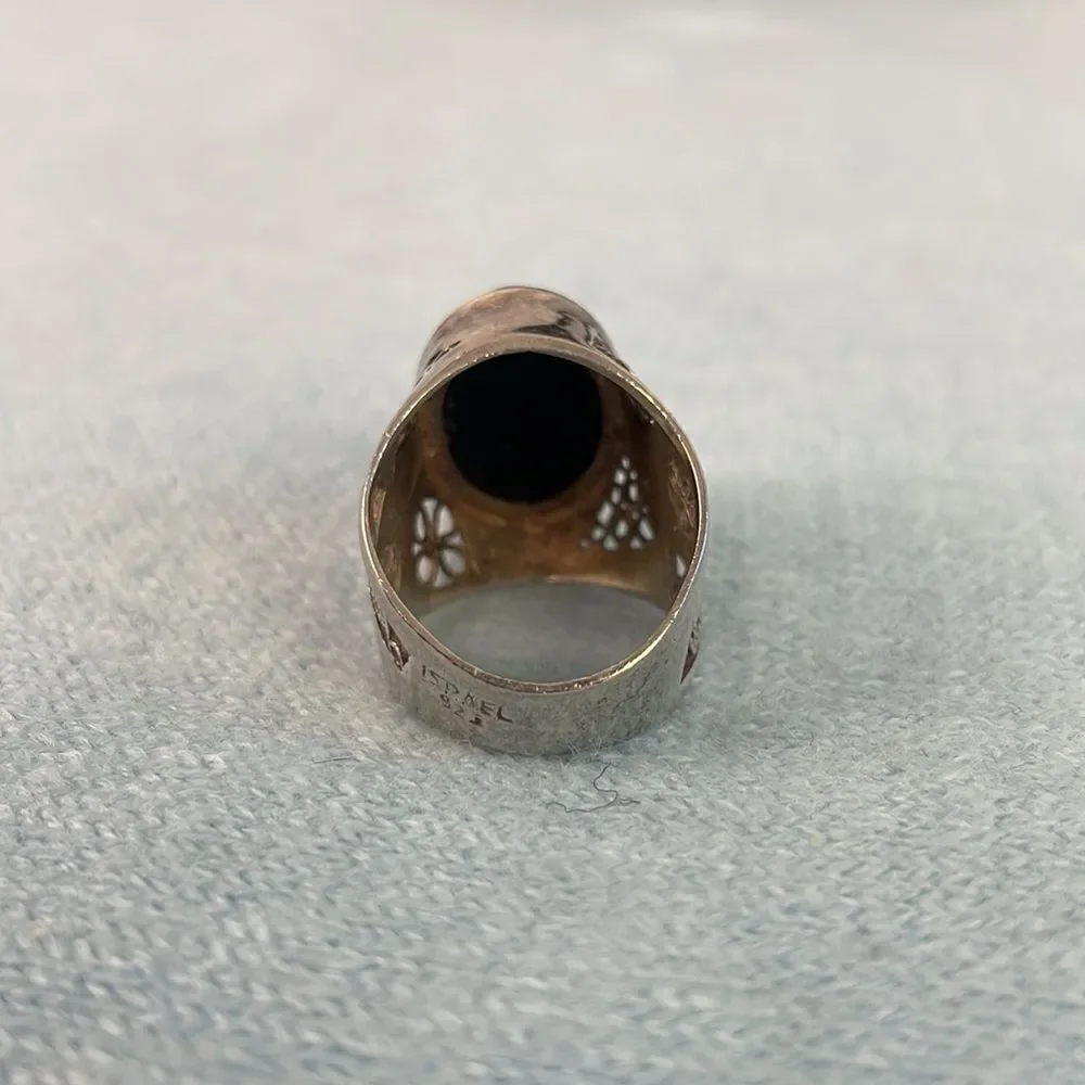 Large Black Onyx Filagree Ring
